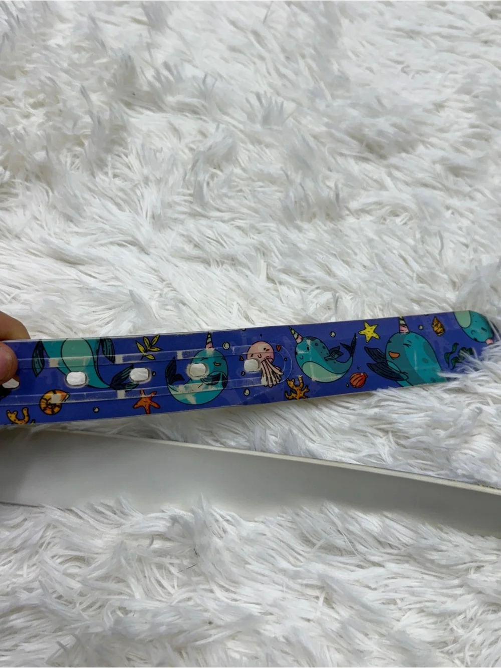Women’s 42.5” Blue Narwhal Pattern C4 Equestrian Horseback Riding Belt. Good Con